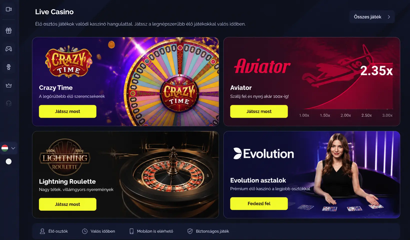 Goldbet élő kaszinó Crazy Time és Aviator játékokkal